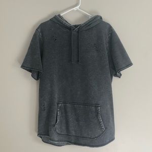 Men’s Cut-Off Pullover Gray Hoodie (Distressed)